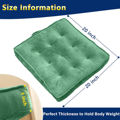 1 MIDDLE ONE Floor Pillow Set of 2, Memory Foam Meditation Cushion, Floor Cushions for Adults Sitting, Large Square Seat Cushions for Yoga, Living Room, 20x20 Inch (Grey)