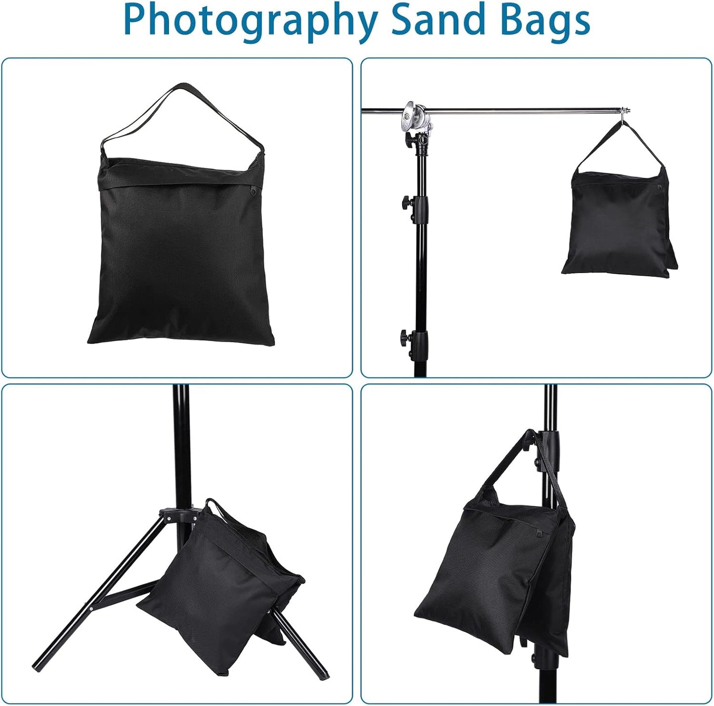 Nuogo Photography Sand Bags Heavy Duty Weight Bags with Metal Hooks, Stabilize Tripods for Wedding Outdoor, Photography Video Studio Boom Mics Furniture Against Wind