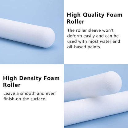 Mister Rui Foam Paint Roller, 4 Inch Paint Roller 10 Pack, Small Paint Roller, Foam Paint Roller 4 Inch, Small Foam Paint Roller High Density, 4 Inch Foam Rollers for Painting Walls, Cabinets