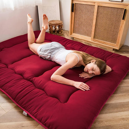 MAXYOYO Bohemian Retro Mattress Boho Floral Japanese Futon Mattress Tatami Floor Mat Foldable Portable Camping, Sleeping Pad, Lounger Couch Bed Full Size