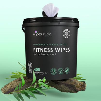 Wipex Yoga Mat Cleaner Wipes, EWG Verified, 400 Ct Plant-Based Lemongrass, Eucalyptus & Vinegar Wipes for Gym & Fitness Equipment & All Purpose Gym Cleaning - Safe for Peloton Bikes & Treadmills