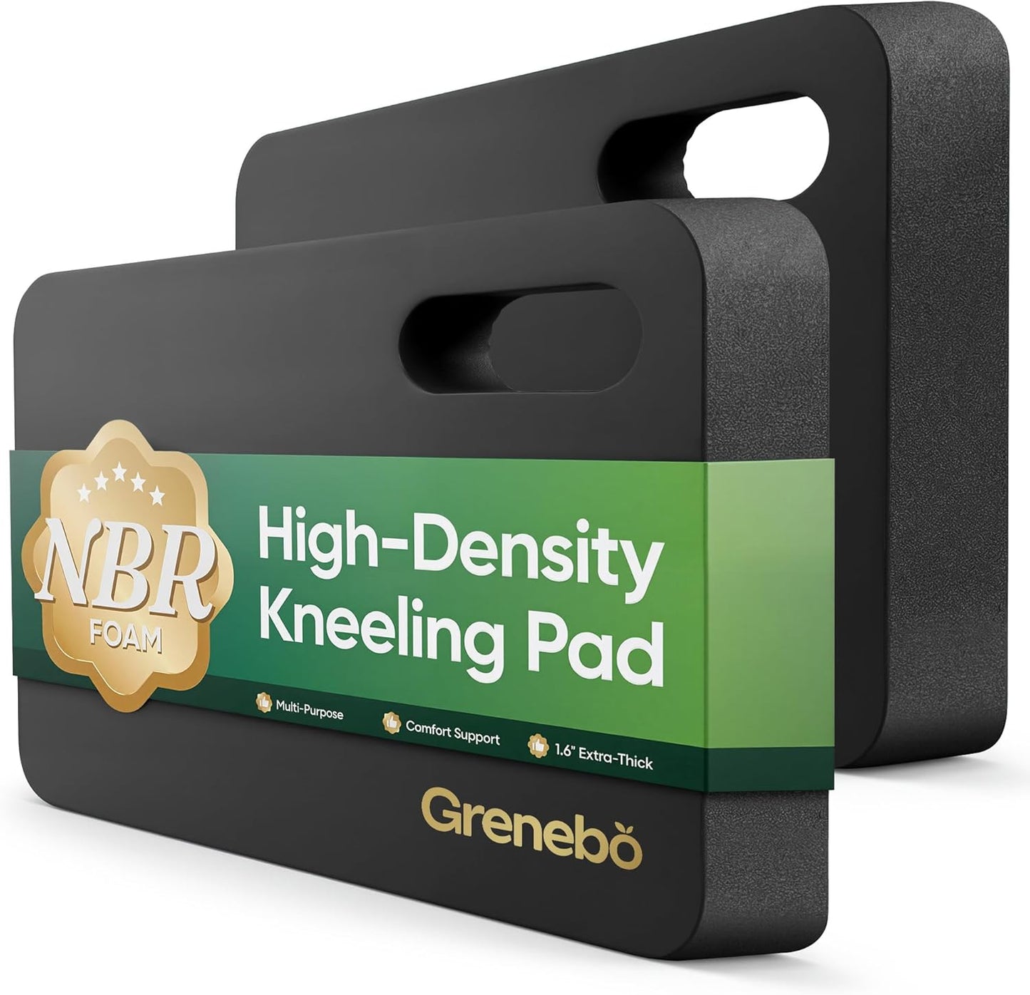 Grenebo High-Density NBR Foam Garden Kneeling Pad, 1.6" Extra Thick Gardening Pads for Kneeling, Ultra Soft Kneeling Pads for Gardening, Work, Exercise, Yoga, 17.3×11×1.6 in (2, Pink Purple)