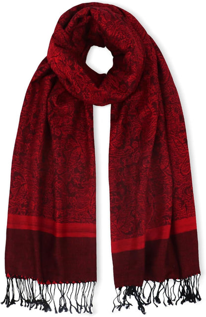 vimate Silky Paisley Pashmina Shawl Scarf-Women's Soft Double-side Jacquard Pashminas Wrap for Evening Dress Travel Shawl