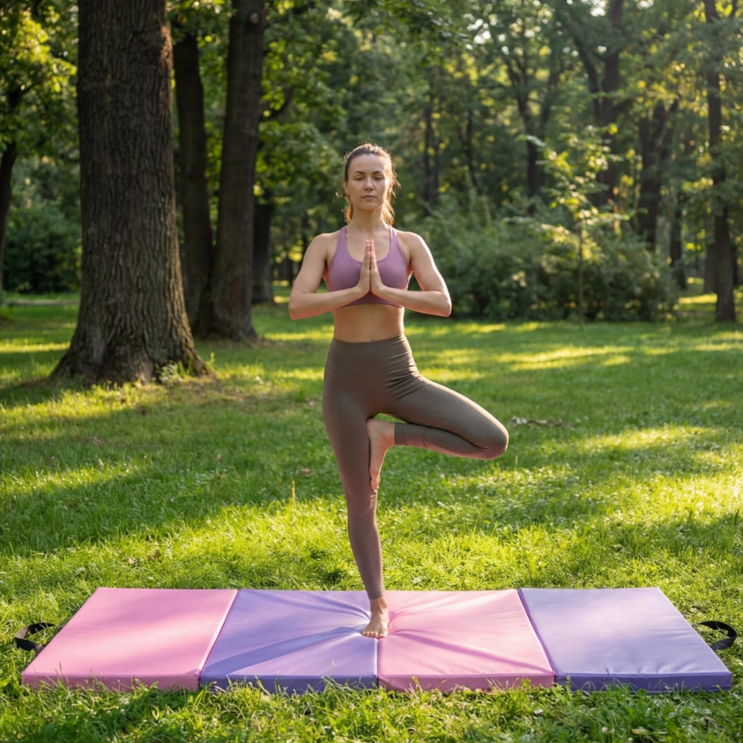 6.2x3 ft Gymnastics Mat, 5-fold (1.3 inch thick) / 4-fold (2 inch thick) Tumbling & Exercise Pad, Folding Floor Mat for Home Workouts, Yoga, Pilates, Aerobics and Martial Arts Training