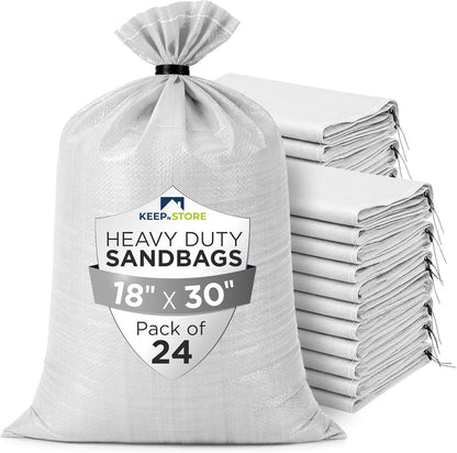 Heavy Duty Sand Bags Pack of 3, White Empty Sandbags with Built-In Ties, Woven Polypropylene UV Protection 1600 Hours, Fillable Sand Bags for Flood Control, Weight, 10x14 inches, 15 Pounds Volume