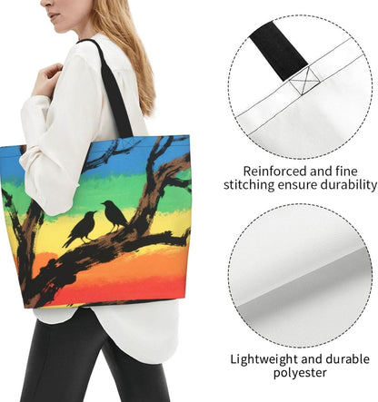 Tote Shoulder Bag Large Durable Reusable Eco-friendly Handbag Lightweight Stylish for Daily Use-19.7x15.7x5.9 Inch - Colors A