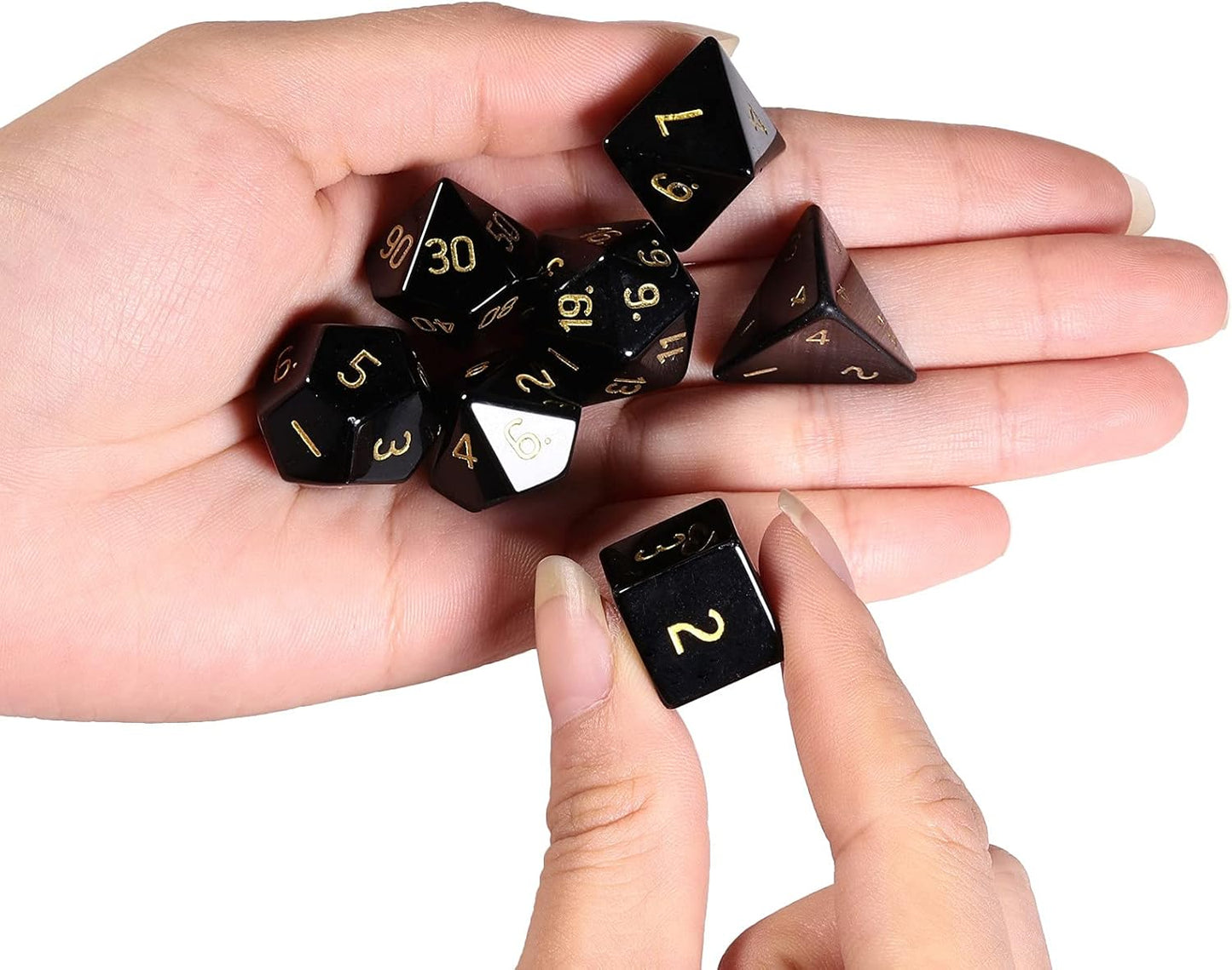 mookaitedecor 7 PCS Blue Howlite Turquoise Crystal Polyhedral DND Dice Set, Polished Tumbled Stones Dices for RPG MTG Table Games Home Decoration