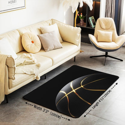 jejeloiu Basketball Living Room Rugs for Bedroom 5x7 Kids Gaming Sports Decor Carpet for Boys Girls Teens Ball Games Area Rug Soft Gift for Basketball Lover Grey and Black Room Decor