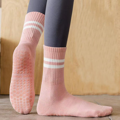 Tergy 8 Pairs Long Yoga Socks with Grip for Women Anti Skid Gripper Socks No Slip Socks for Pilates, Barre, Dance,Yoga