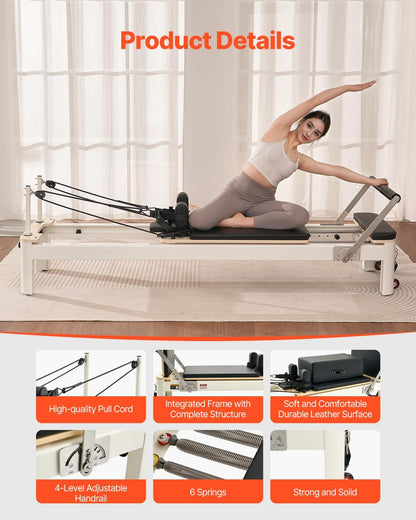 VEVOR Pilates Reformer, Reformer Pilates Machine with Cadillac Trapeze Table or Tower & Mat, Pilates Equipment for Home Workout and Studio, Includes Jump Board，Sitting Box