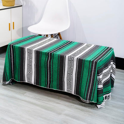 Airooglee 69" L x 51" W Large Mexican Blanket - Perfect as Yoga Outdoor Beach Serape Picnic Camping Woven Blanket, Boho Home Décor - Red