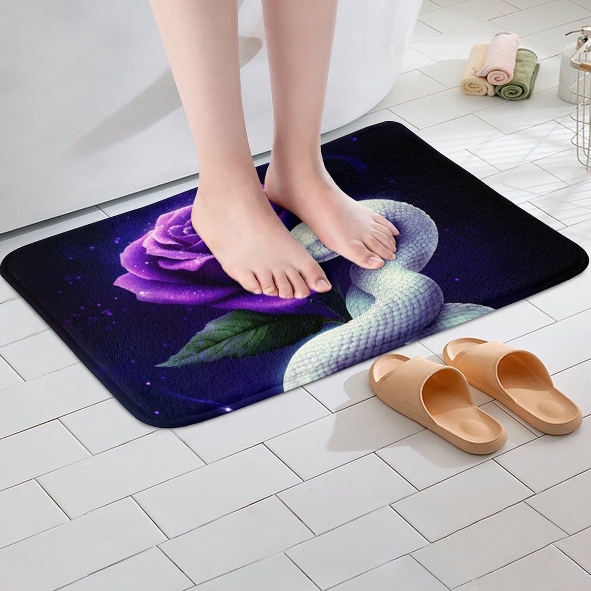Erosebridal Yoga Bathroom Rugs Gradient Bath Mat,Meditation 20"X 32" Doormats Floor Mats for Kids Boys Girls Teens Lotus Art Non Slip Bath Rug