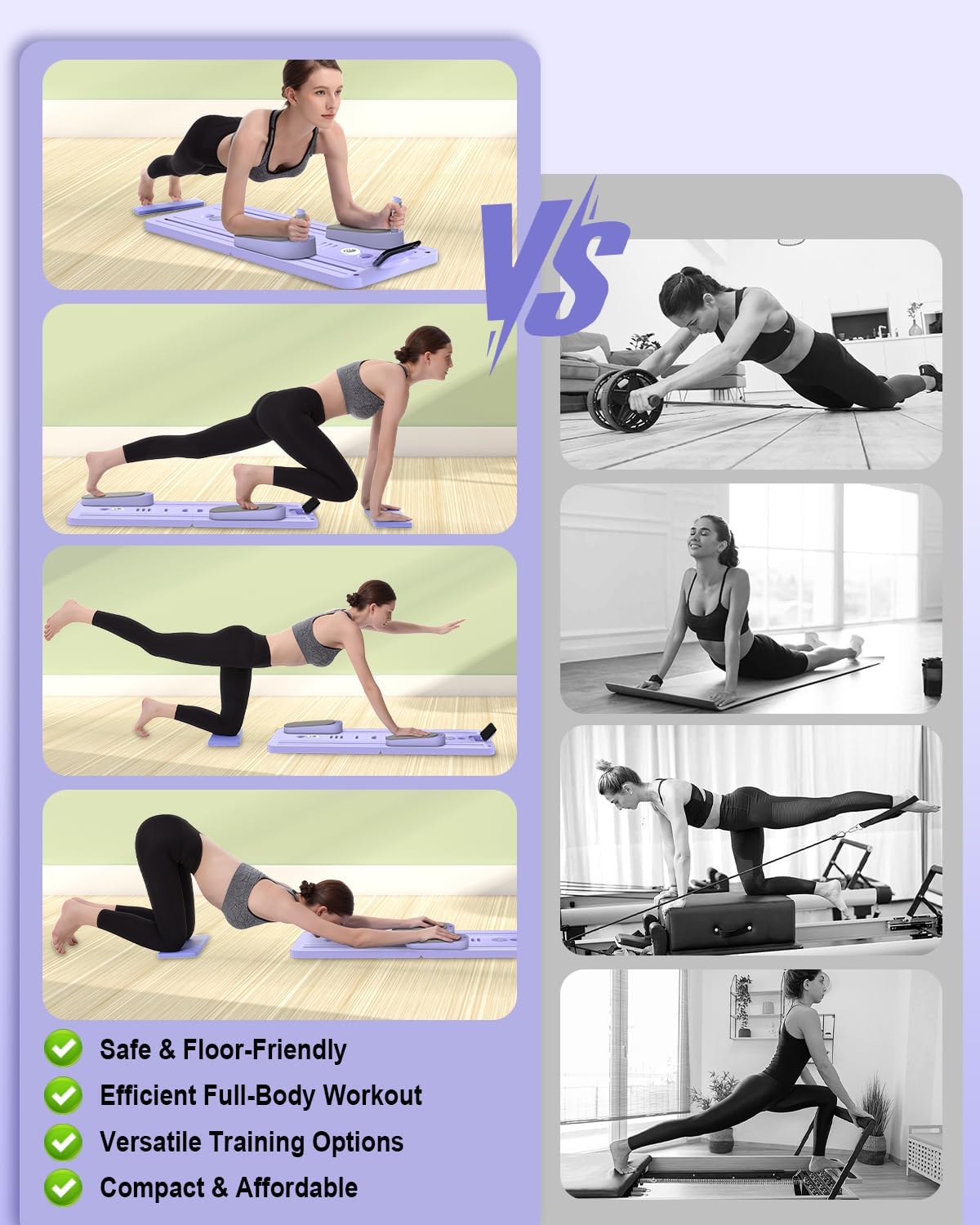 Pilates Board - Multi-Functional Pilates Reformer for Core & Abdominal Training, Top-Tier Pilates Equipment for Women’s Home Fitness