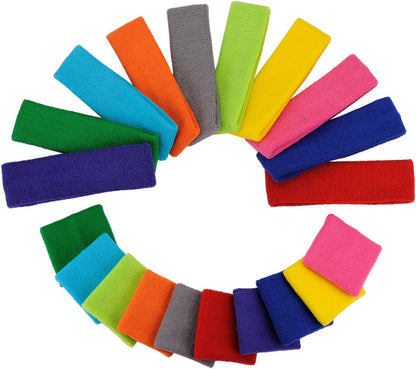 ONUPGO Sweatband Set Sports Headband Wristband Set Sweatbands Terry Cloth Wristband Wrist Sweatband Headbands Moisture Wicking Sweat Absorbing Head Band