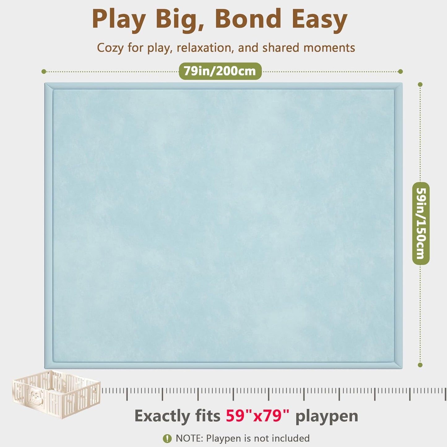 Baby Play Mat for Floor, 1.3'' Thick Memory Foam Tummy Time Mat - Super Soft Coral Velvet Nursery Rug with Non-Slip Backing, Crawling Rug for Toddlers/Infants, Yoga & Tatami Use, Oatmeal, 79''x 118''