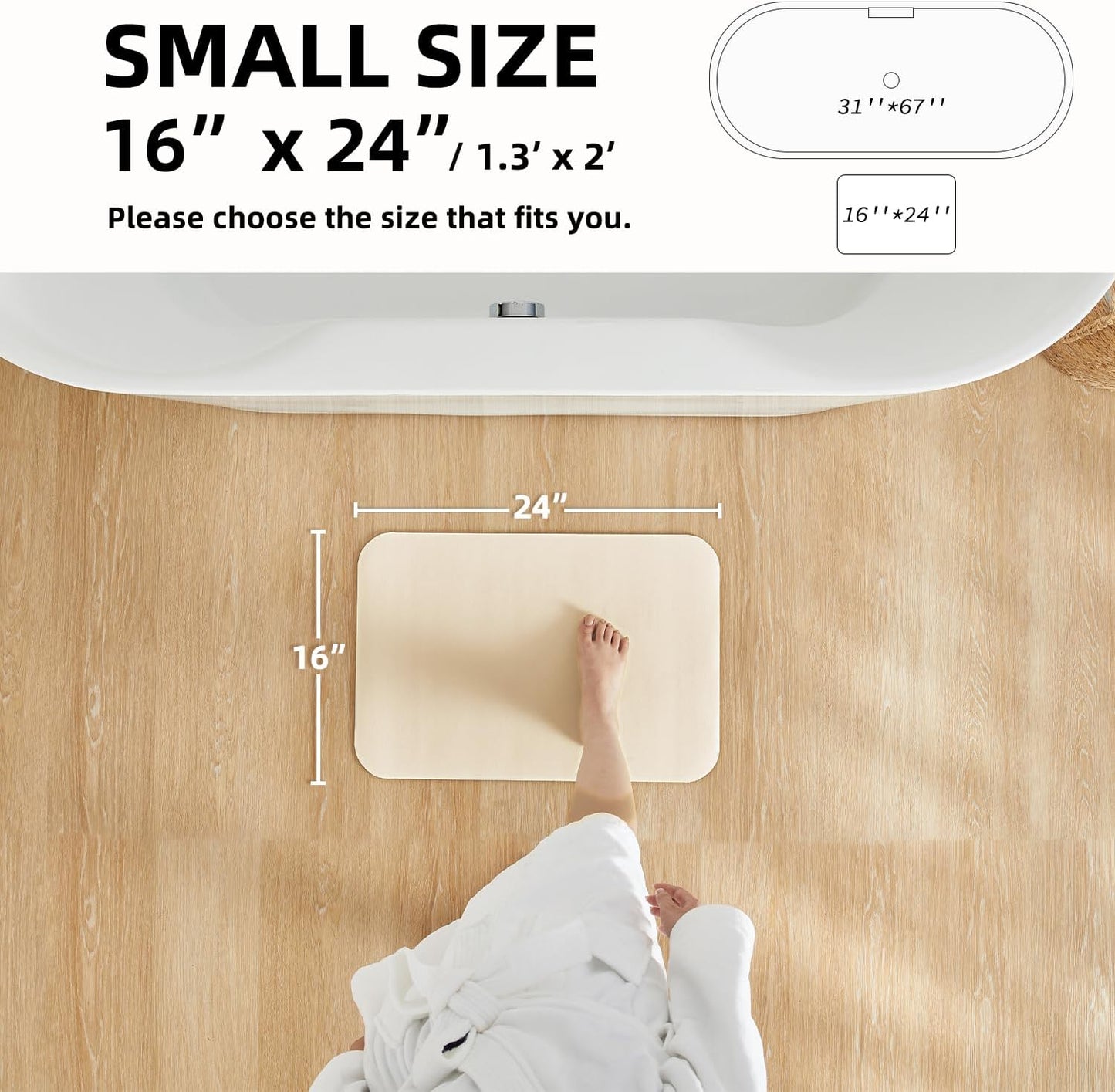 TYUU Bath Mat, Bathroom Rugs Non Slip Washable Thin Absorbent Quick Dry Bath Mat Fits Under Door Bathroom Floor Mat Perfect for Bath, Shower, or Sink 24"x36" Dark Grey