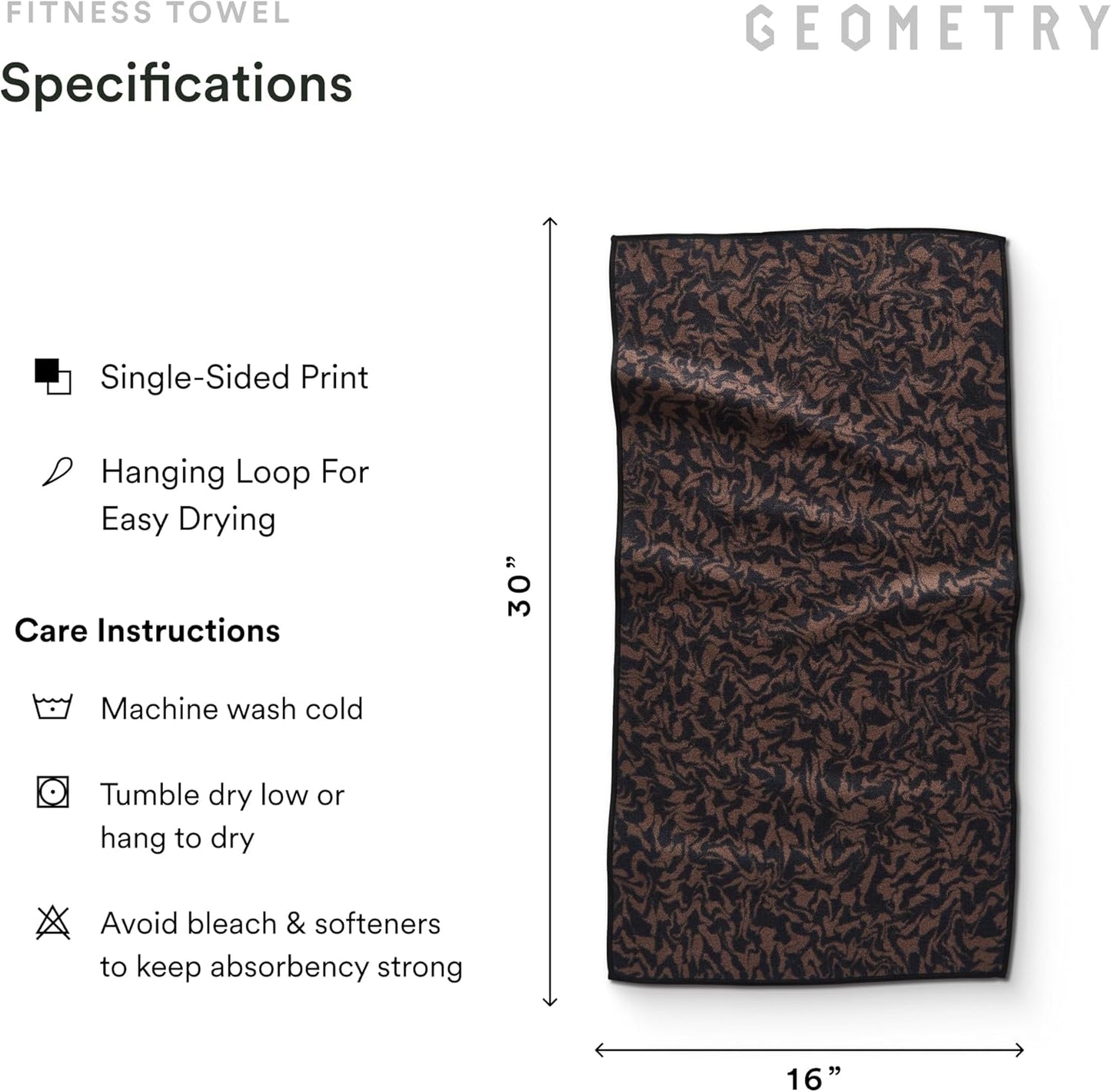 GEOMETRY Gym Towel for Working Out - Compact & Quick Dry, Super Absorbent Microfiber Sweat Towel - Premium Microfiber for Gym - Zig, 16" x 30", 1 Piece