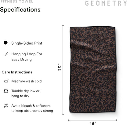 GEOMETRY Gym Towel for Working Out - Compact & Quick Dry, Super Absorbent Microfiber Sweat Towel - Premium Microfiber for Gym - Zig, 16" x 30", 1 Piece