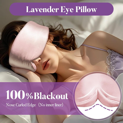 Lavender Heated Eye Mask, Weighted Sleep Mask for Dry Eyes & Blepharitis, Microwave Warm Compress to Remove Styes, Adjustable Satin Eye Pillow-Pink