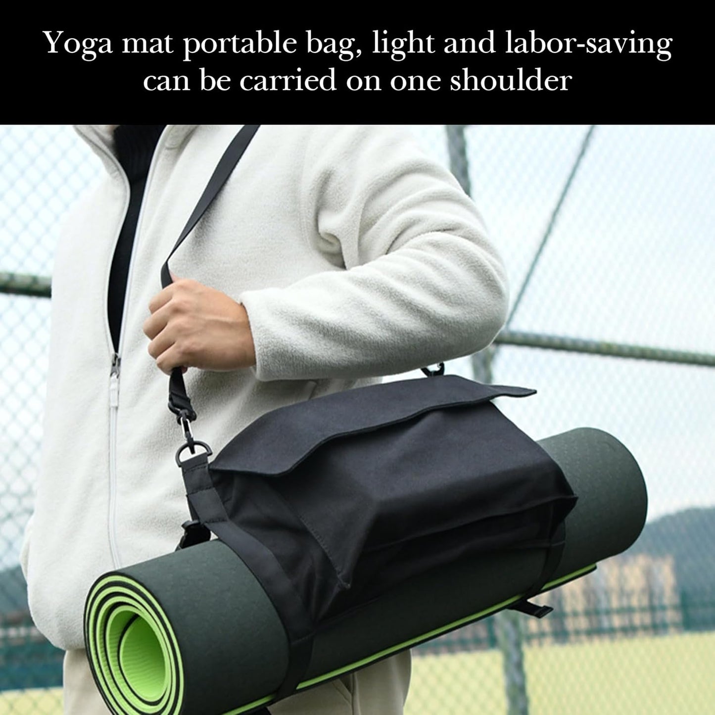 LUEXBOX Yoga Mat Bag with Liner Partition Storage Pockets, Oxford Cloth Yoga Pat Carrier with Large Zipper Pocket, Adjustable Shoulder Strap Yoga Rug Carrying Bag for Women