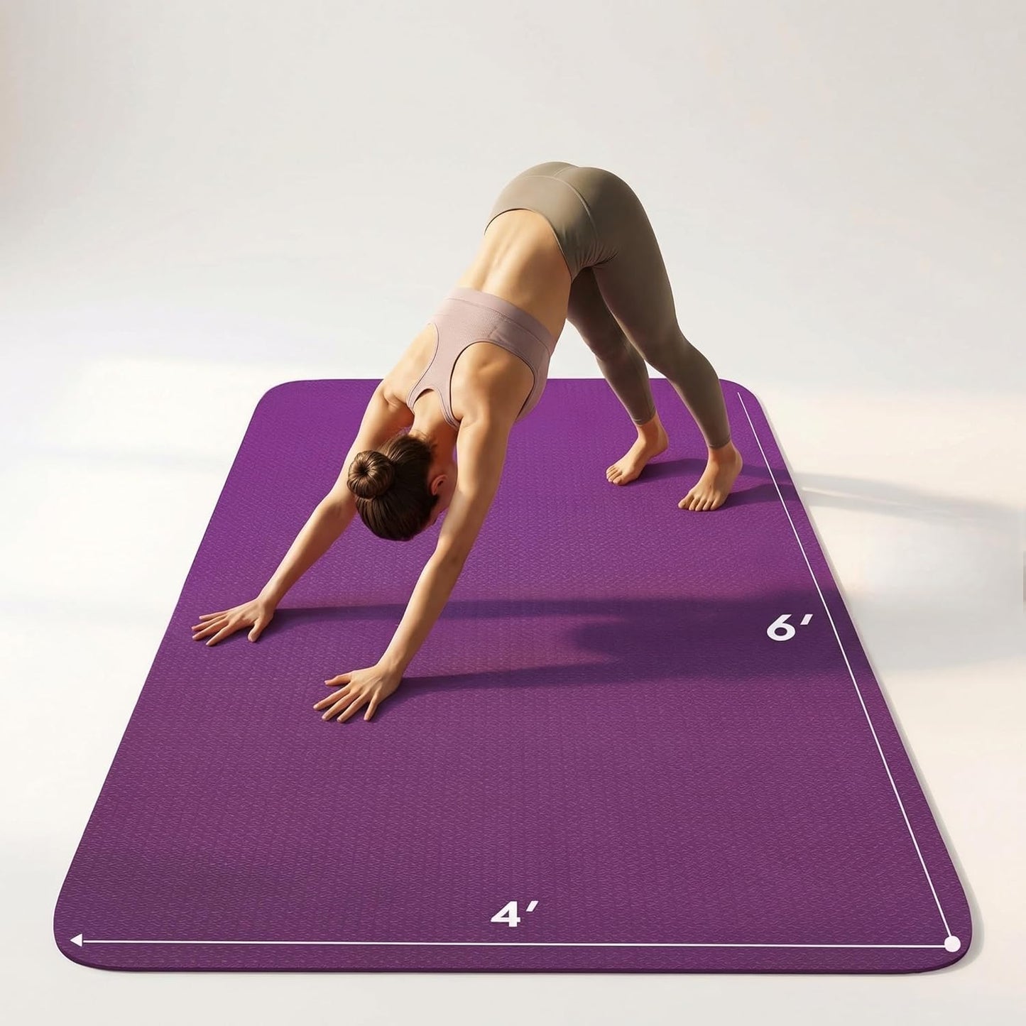 FrenzyBird Large Yoga Mat 6'x 4'（72”x 48”）—1/4" &1/3" Extra Wide Exercise Mat 183cm x 122cm Large Exercise Mat Big Home Yoga Mat Pilates Mat,Non Slip,Thick,TPE Workout Mat,for Women & Men, Yoga, Pilates, Gym and Floor Workouts Pilates