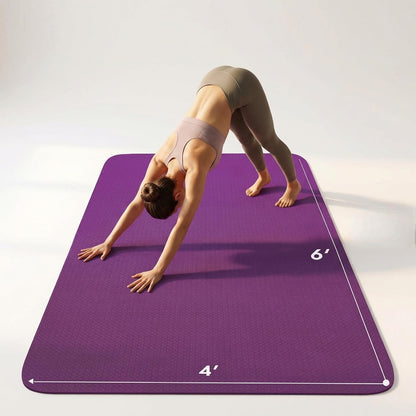 FrenzyBird Large Yoga Mat 6'x 4'（72”x 48”）—1/4" &1/3" Extra Wide Exercise Mat 183cm x 122cm Large Exercise Mat Big Home Yoga Mat Pilates Mat,Non Slip,Thick,TPE Workout Mat,for Women & Men, Yoga, Pilates, Gym and Floor Workouts Pilates