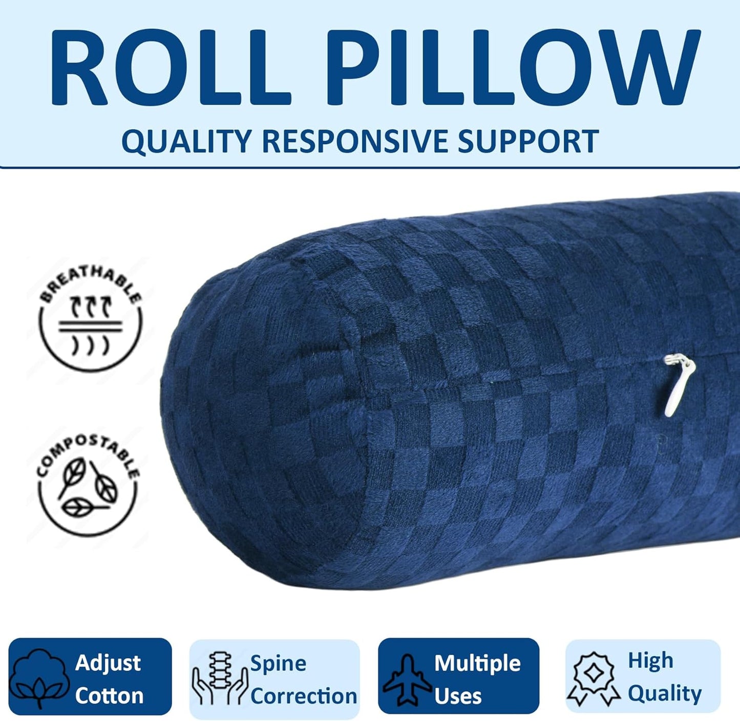 Health Cervical Neck Roll, Comfortable and Highly Resilient Bolster Pillows, Round Neck Pillows Support for Sleeping | Large Size Bolster Pillow for Bed, Legs, Back and Yoga (Purple 81)