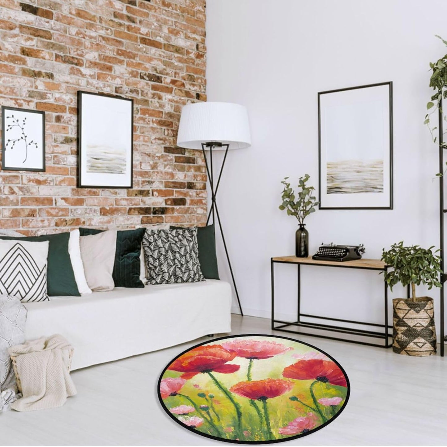 Vdsrup Ocean Sea Horse Doormat Nautical Seahorse Starfish Round Floor Mat Non Slip Carpet Yoga Mat Rug for Entryway Living Room Bedroom Home Decor 3'
