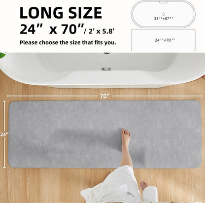 TYUU Bath Mat, Bathroom Rugs Non Slip Washable Thin Absorbent Quick Dry Bath Mat Fits Under Door Bathroom Floor Mat Perfect for Bath, Shower, or Sink 24"x36" Dark Grey