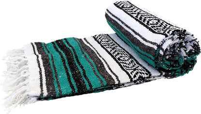 Open Road Goods Blue Mexican Blanket - Authentic Serape Falsa Blanket - Handmade