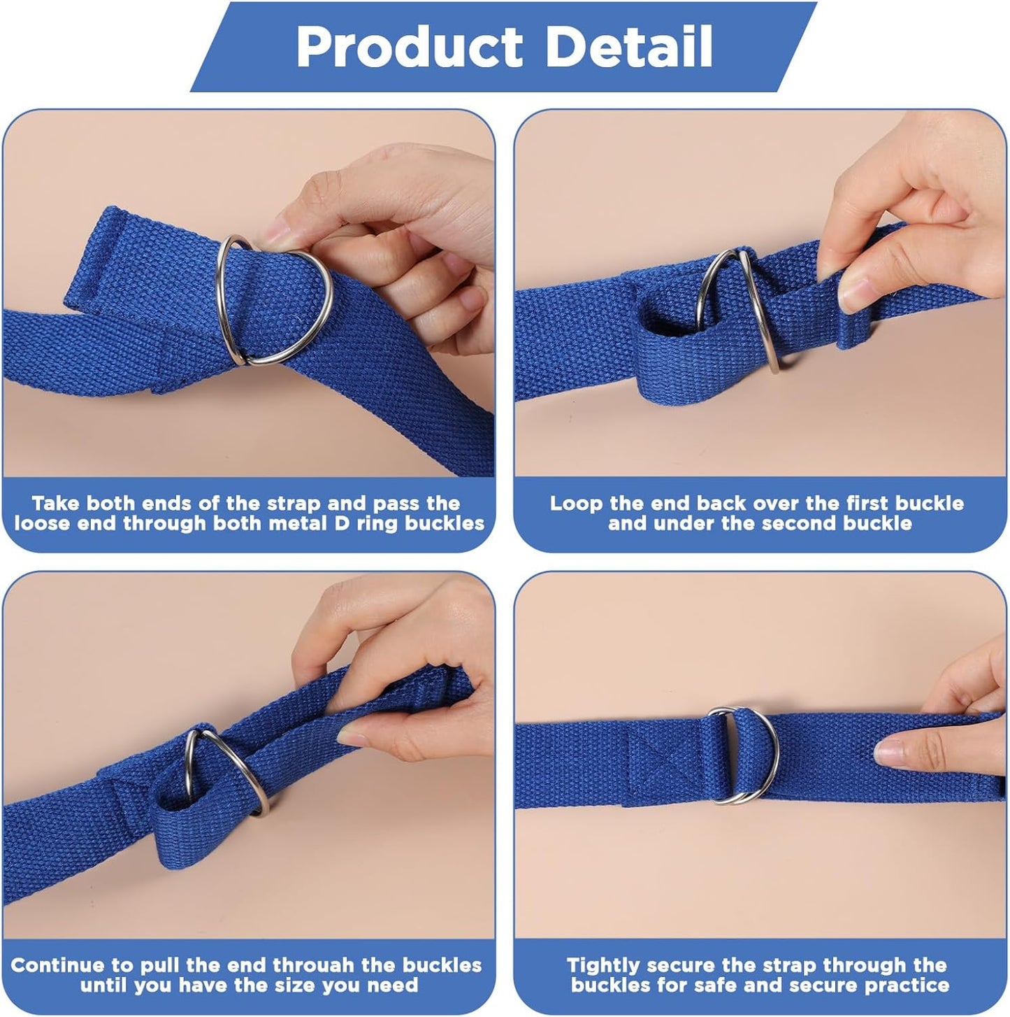 10 Pieces 8ft Yoga Strap for Stretching Bulk with Adjustable Metal D Ring Buckle Loop Exercise Band Stretching Belt for Fitness Gym Workout Pilates Physical Therapy