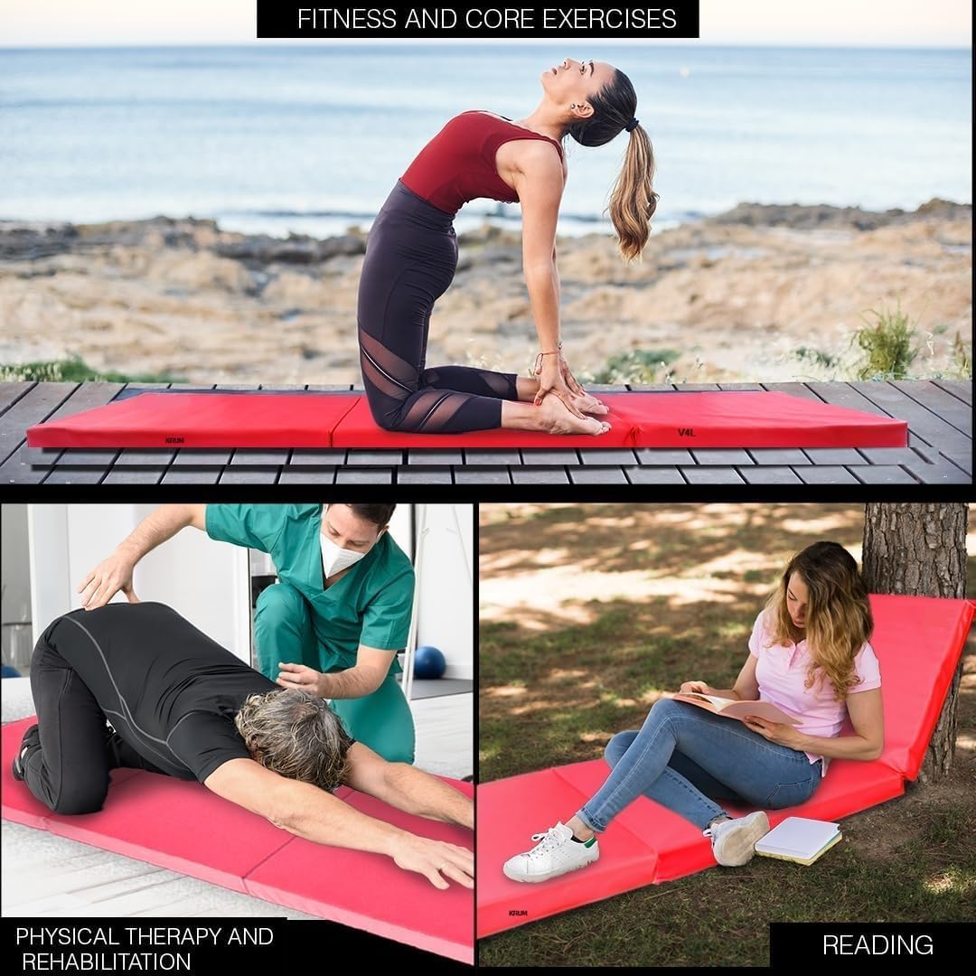 BIP High Destiny Foam Foldable 72 x 24x 22 mm Yoga Gym Mat for Men and Women (Red)