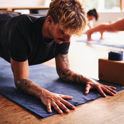 Manduka eQua Hot Yoga Mat Towel - 71" | Rapid Moisture Activated Grip | Ultra Soft Microfiber | Quick Dry | Lightweight, Travel Friendly Mat Layer | 71 x 24 inches | Thunder