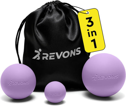 3 in 1 Massage Ball Set - Lacrosse Balls for Myofascial Release, Back Pain Relief, Face Fitness, Trigger Points, Yoga, Physical Therapy, Muscle Recovery and Soft Deep Tissue Massage (Turquoise)