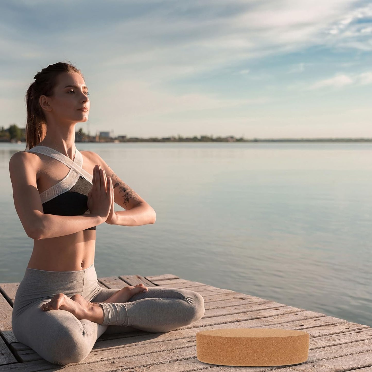 Cork Yoga Blocks High Density Oval Shape Non-slip Soft Yoga Accessories for Women and Men for Pilates Stretching Calf and Heel Support