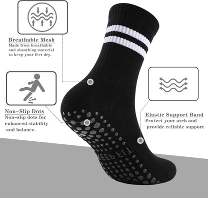 loudashuaiqi Grip Pilates Socks Non Slip Athletic Yoga Socks with Grips for Women Grippy socks for Hospital Workout Barre