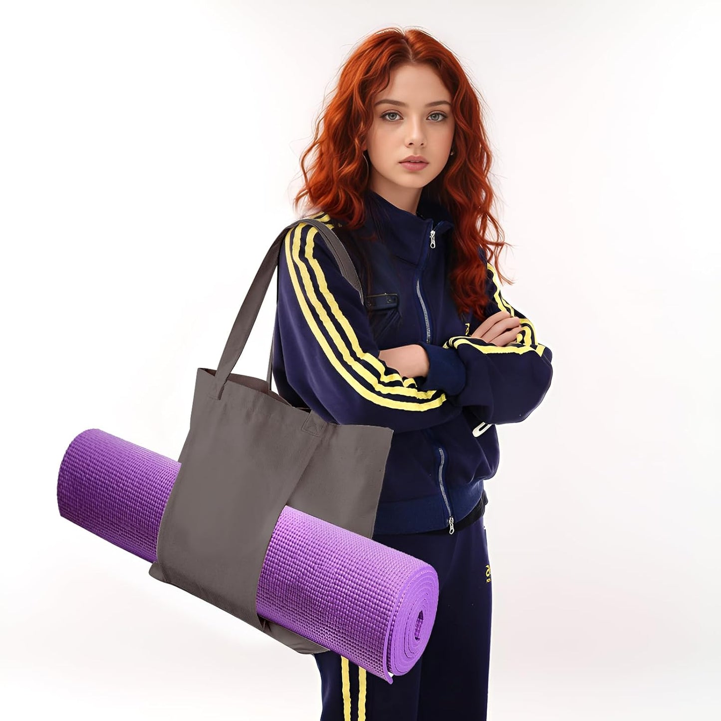 Yoga Mat Bag for Women Canvas Bag with Yoga Mat Carrier Yoga Mat Bags for Workout Pilates Travel Beach and Gym