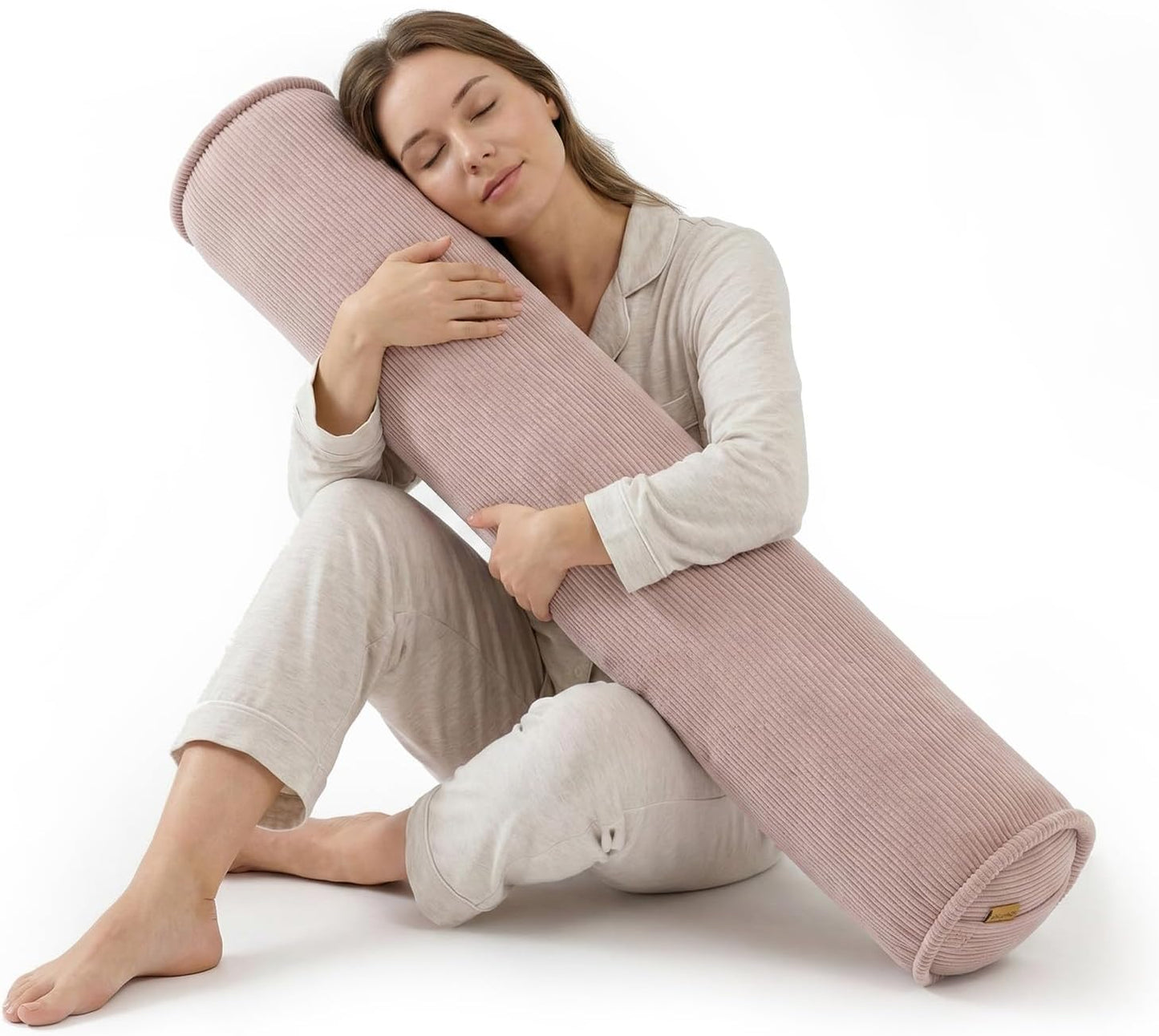 Corduroy Body Pillow, Round Bolster Cylinder Pillow for Adults, Soft Long Support Pillow for Bed & Sofa, Removable Washable Cover,59 x 7.87 Inches,Peacock Blue