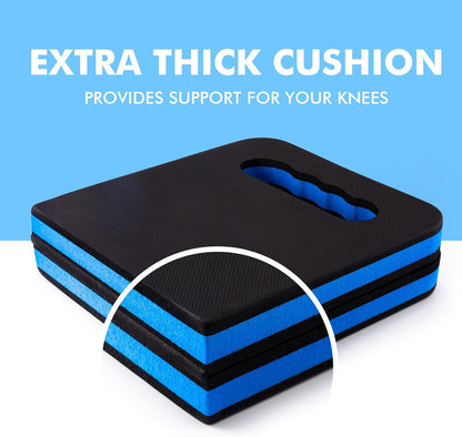 FOSHIO Kneeling Pad with Carrying Handles, Extra Thick Foam Cushioning Mat for Knee, Water Resistant Knee Pad for Gardening, Mechanic, Bathing Baby, Exercise & Yoga, 20 x 9 x 1.2 in, Blue & Black