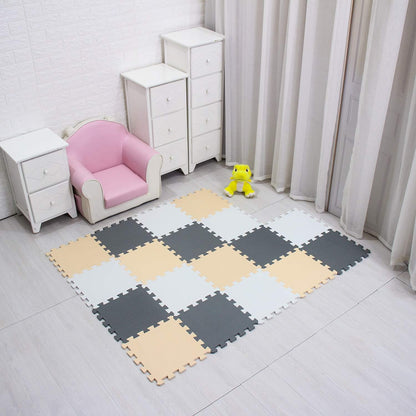 meiqicool Foam Play Mat Thick Soft EVA Interlocking Foam Floor Mats Children Yoga Exercise Multi Jigsaw Puzzle Blocking Board Kids Playmats Play Grey 18 Piece L
