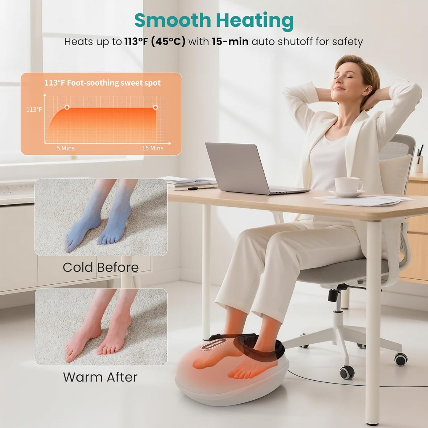 Nekteck Shiatsu Foot Massager with Heat [2026 Upgraded], 3 Modes Deep Kneading Therapy Air Compression, Feet Massage for Plantar Fasciitis, Relaxation Gifts for Men Women Mom Dad Birthday Father's Day