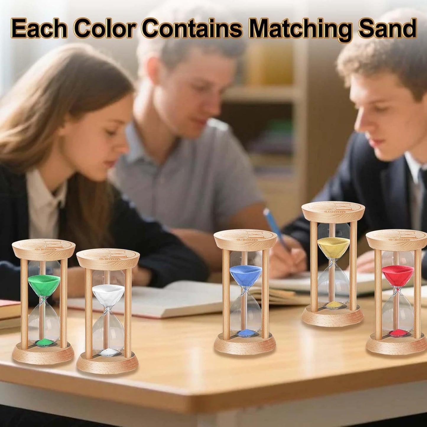 20 Minute Wooden Sand Timers,Large Bamboo Gold Sand Hourglass for Productivity, Meditation & Decor, 20 Min Reloj De Arena Sand Watch for Kitchen, Office, Game, Classroom, Yoga
