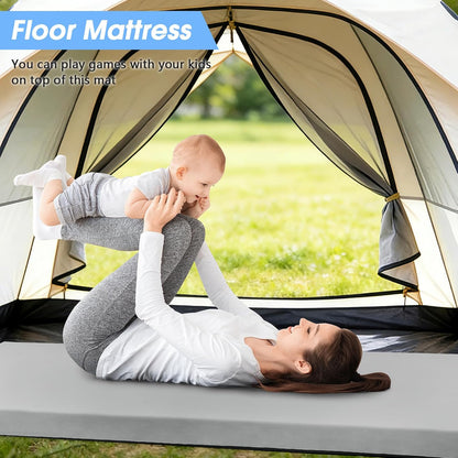 CYMULA Memory Foam Camping Mattress Pad,3inch Sleeping Pad for Camping,Non-Slip Bottom Floor Cot Car Mattress Bed with Retaining Portable Roll up Mattress Pad Mat for Travel Truck Guest Bed Tent