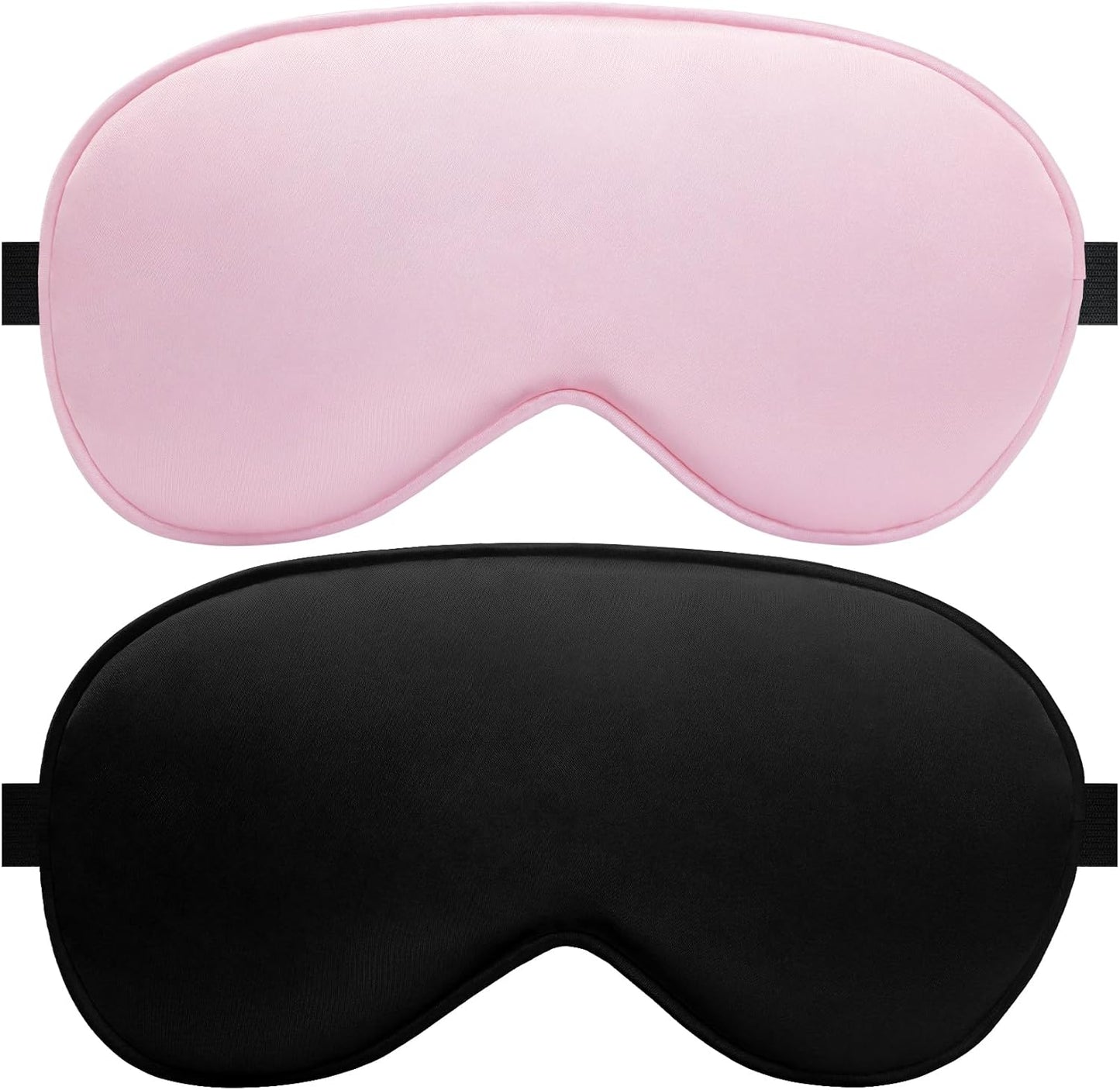 Sleep Eye Mask for Men Women, Sleeping Mask for Side Sleeper, Travel Blackout Night Blindfold Eye Shade Cover with Adjustable Strap (Black)