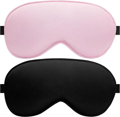 Sleep Eye Mask for Men Women, Sleeping Mask for Side Sleeper, Travel Blackout Night Blindfold Eye Shade Cover with Adjustable Strap (Black)