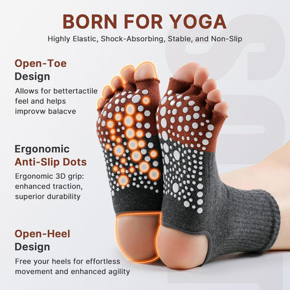 Pilates Socks for Women Grip Yoga Non Slip Socks for Barre Dance Workout Hospital