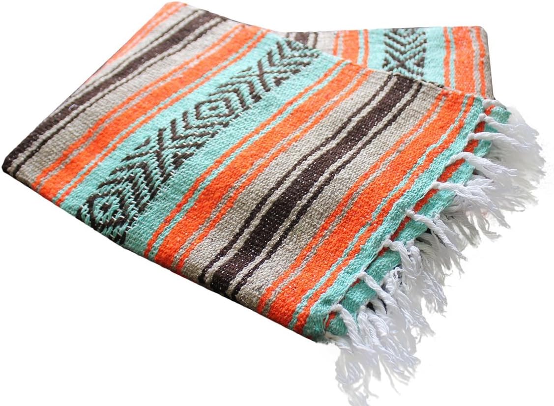 Del Mex Classic Mexican Blanket, Large Authentic Woven Falsa Throw (70"x50"), Artisan Southwest Décor for Beach, Yoga, Outdoors (Lavender)