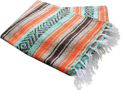 Del Mex Classic Mexican Blanket, Large Authentic Woven Falsa Throw (70"x50"), Artisan Southwest Décor for Beach, Yoga, Outdoors (Lavender)