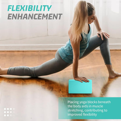 Yoga Blocks 2 Pack 3x6x9IN Foam Block Supportive Latex-Free with Stretch Band, Non-Slip Exercise Blocks for Pilates, Meditation, Balance, Stretching and Deep Poses