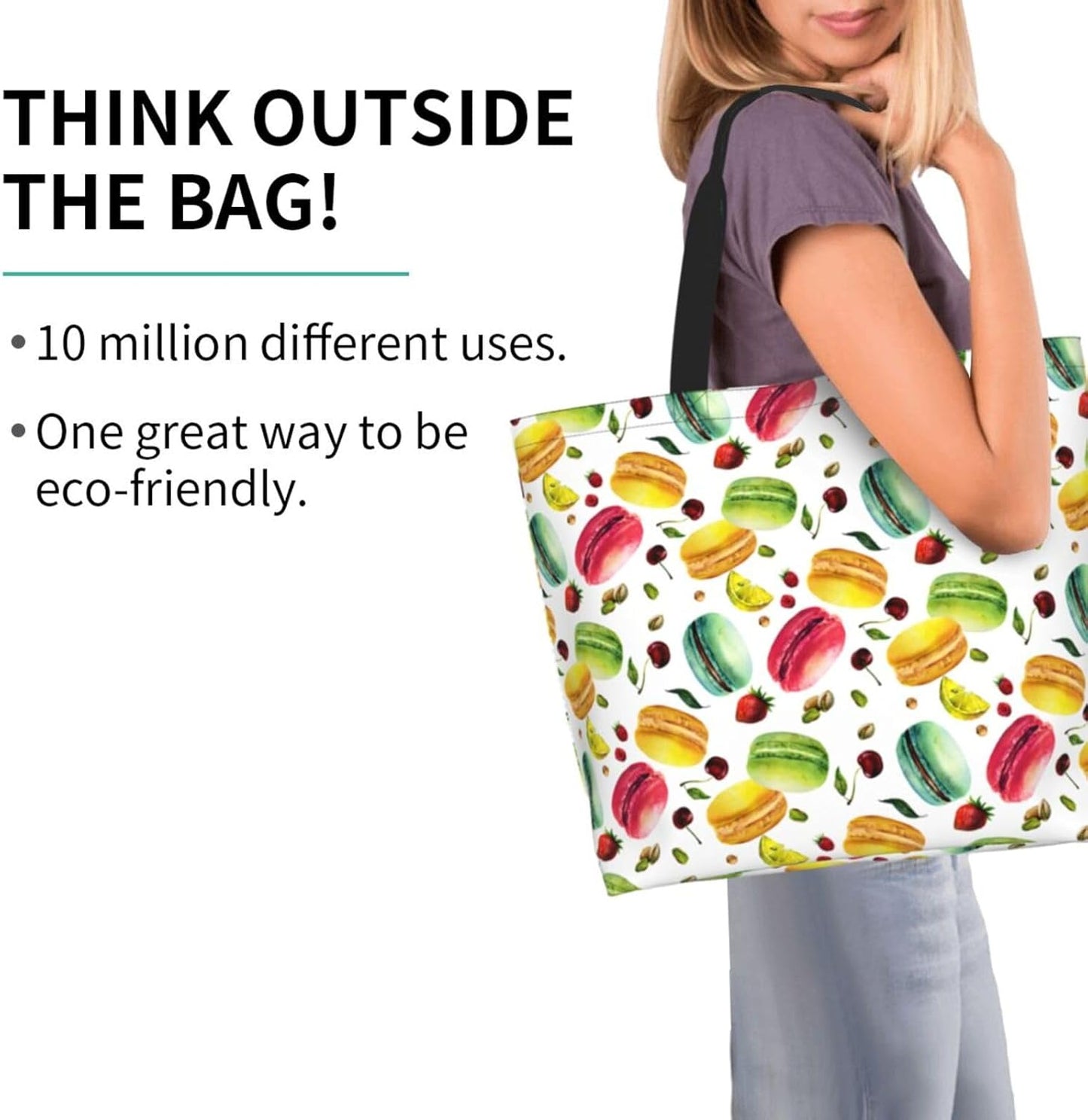 Tote Shoulder Bag Large Durable Reusable Eco-friendly Handbag Lightweight Stylish for Daily Use-19.7x15.7x5.9 Inch - Colors B